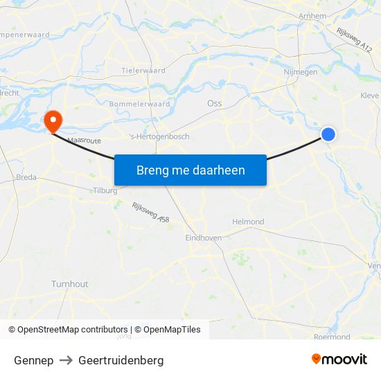 Gennep to Geertruidenberg map
