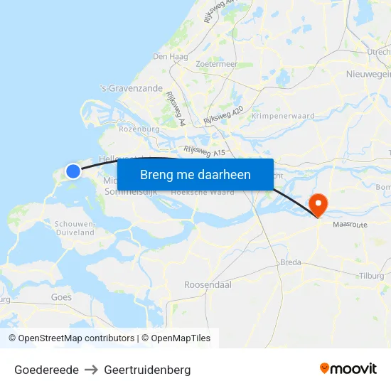 Goedereede to Geertruidenberg map