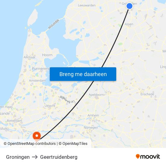 Groningen to Geertruidenberg map