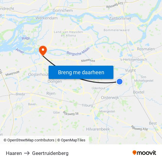 Haaren to Geertruidenberg map