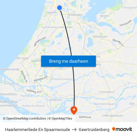 Haarlemmerliede En Spaarnwoude to Geertruidenberg map