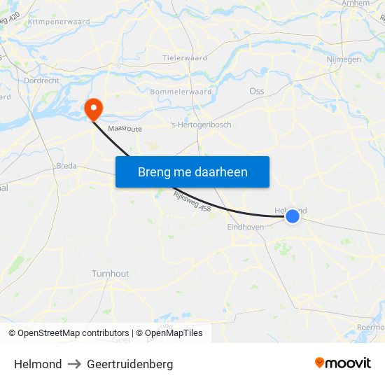 Helmond to Geertruidenberg map