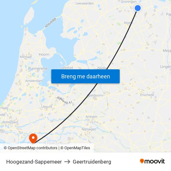 Hoogezand-Sappemeer to Geertruidenberg map