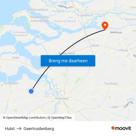 Hulst to Geertruidenberg map