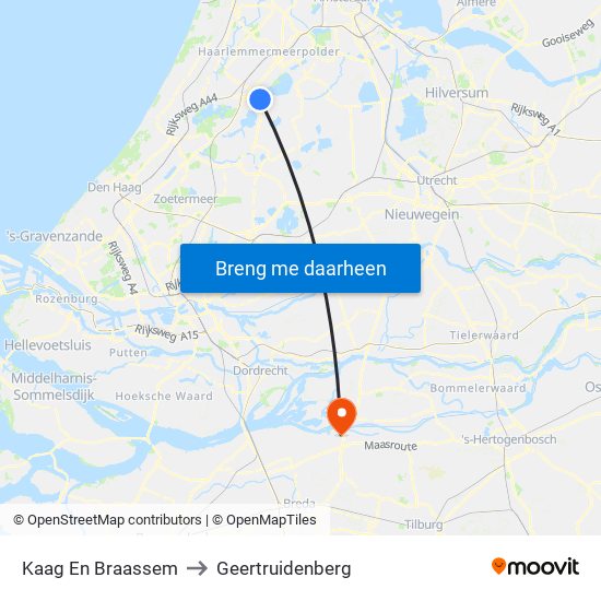 Kaag En Braassem to Geertruidenberg map