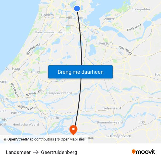 Landsmeer to Geertruidenberg map