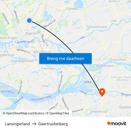 Lansingerland to Geertruidenberg map