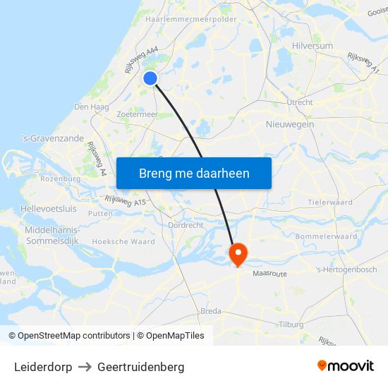 Leiderdorp to Geertruidenberg map