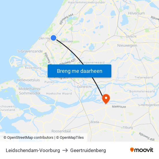 Leidschendam-Voorburg to Geertruidenberg map