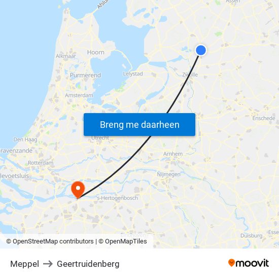 Meppel to Geertruidenberg map