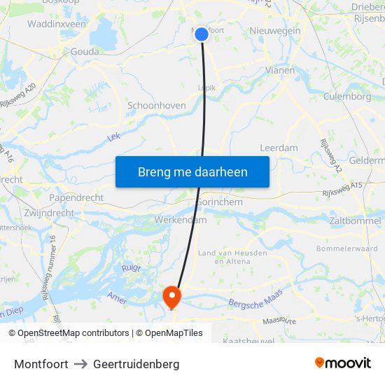 Montfoort to Geertruidenberg map