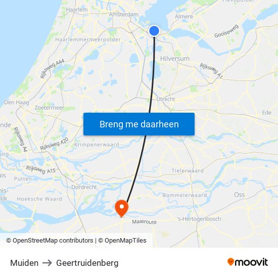 Muiden to Geertruidenberg map