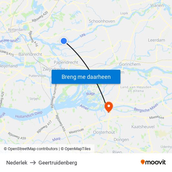 Nederlek to Geertruidenberg map