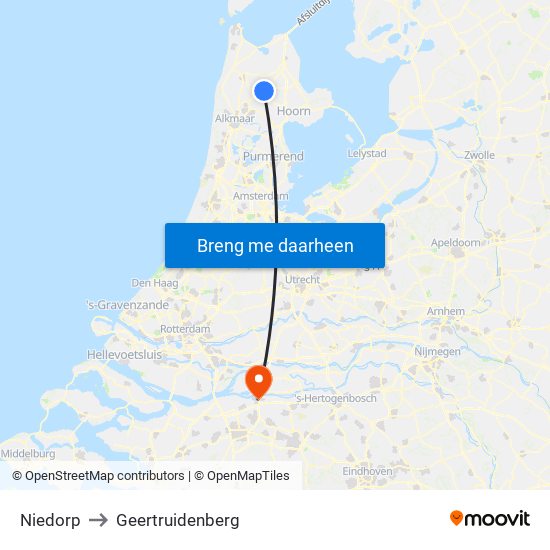 Niedorp to Geertruidenberg map