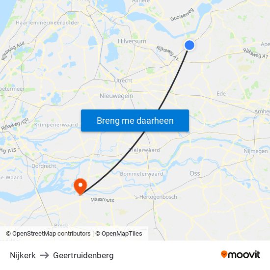 Nijkerk to Geertruidenberg map