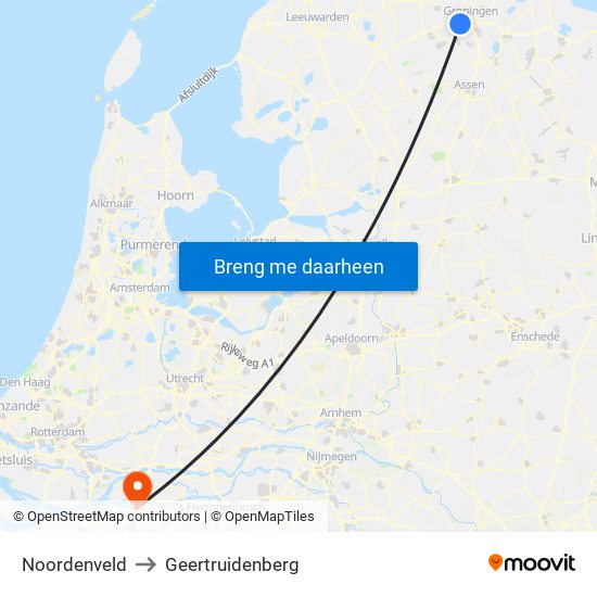 Noordenveld to Geertruidenberg map