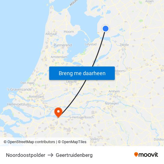 Noordoostpolder to Geertruidenberg map