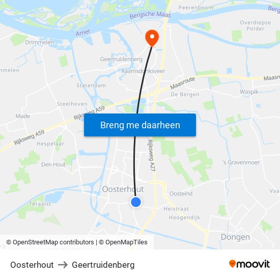 Oosterhout to Geertruidenberg map