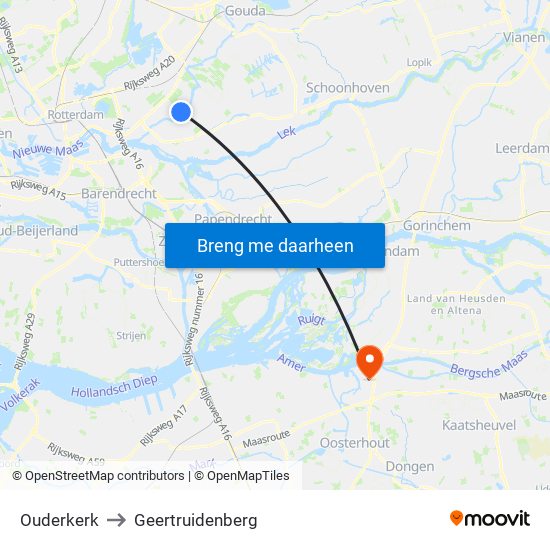 Ouderkerk to Geertruidenberg map
