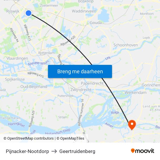 Pijnacker-Nootdorp to Geertruidenberg map