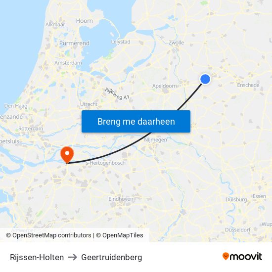 Rijssen-Holten to Geertruidenberg map