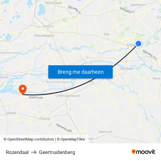 Rozendaal to Geertruidenberg map