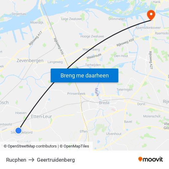 Rucphen to Geertruidenberg map