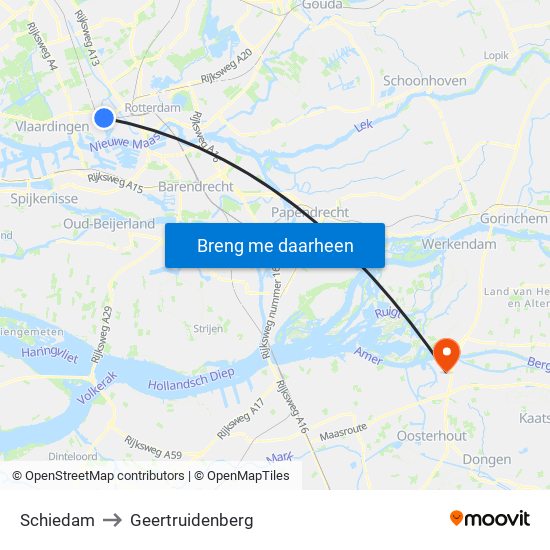 Schiedam to Geertruidenberg map