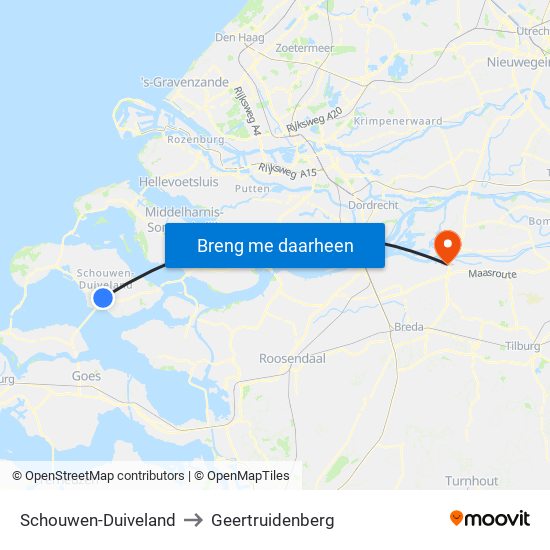 Schouwen-Duiveland to Geertruidenberg map