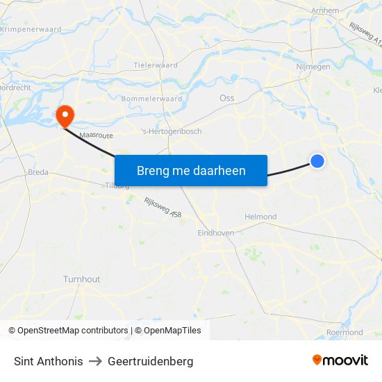 Sint Anthonis to Geertruidenberg map