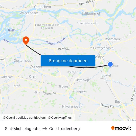 Sint-Michielsgestel to Geertruidenberg map