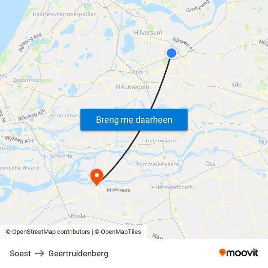 Soest to Geertruidenberg map