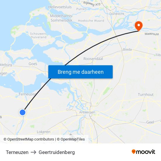 Terneuzen to Geertruidenberg map