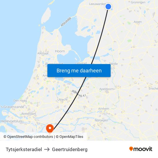 Tytsjerksteradiel to Geertruidenberg map