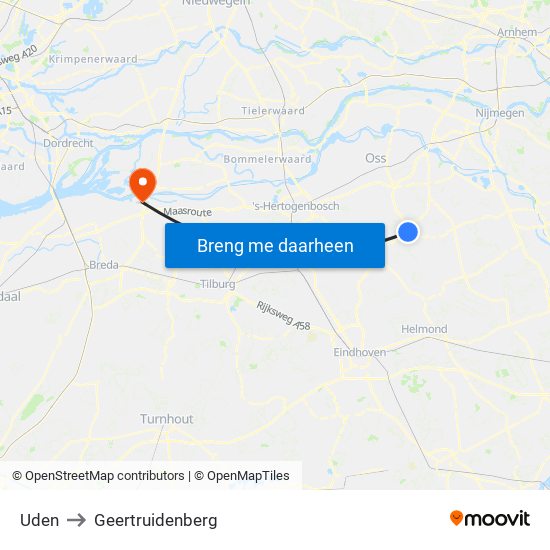 Uden to Geertruidenberg map