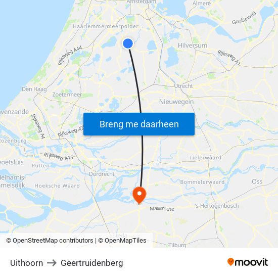 Uithoorn to Geertruidenberg map