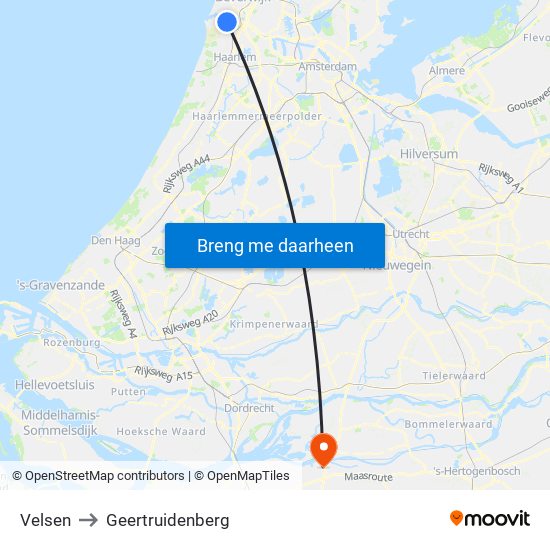 Velsen to Geertruidenberg map