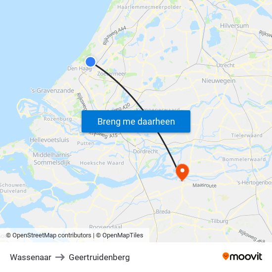 Wassenaar to Geertruidenberg map