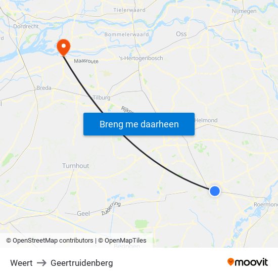 Weert to Geertruidenberg map