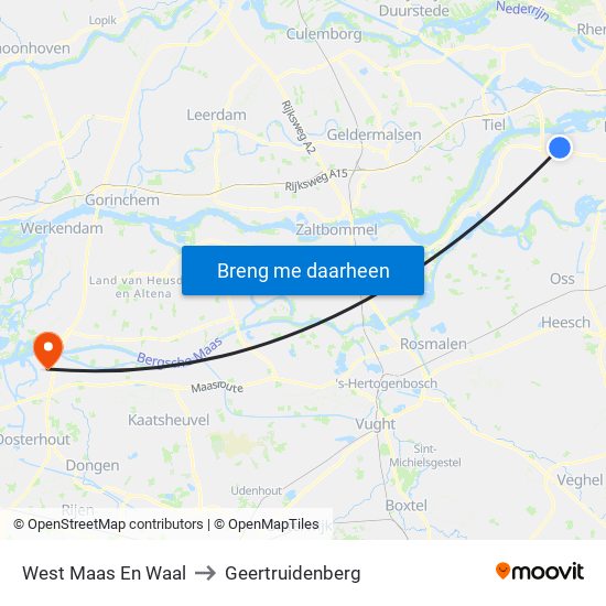 West Maas En Waal to Geertruidenberg map