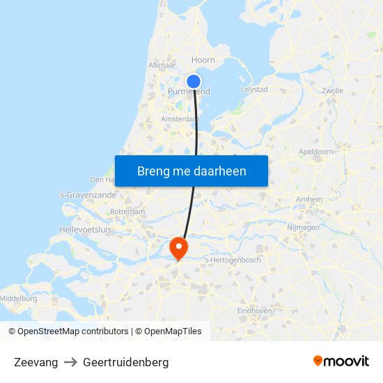 Zeevang to Geertruidenberg map