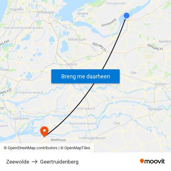 Zeewolde to Geertruidenberg map
