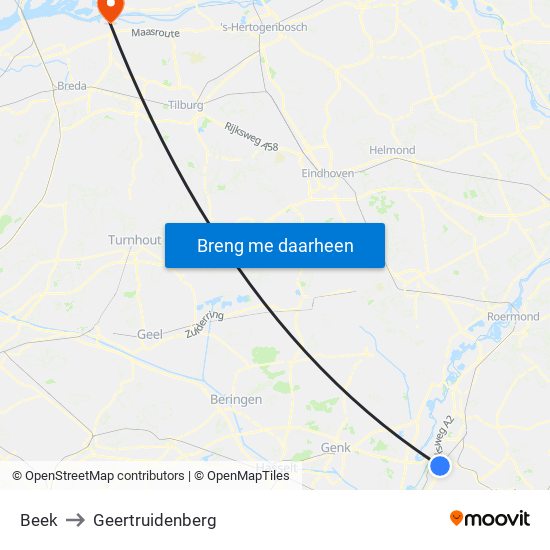 Beek to Geertruidenberg map