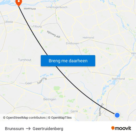 Brunssum to Geertruidenberg map