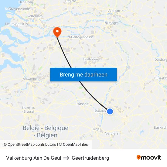 Valkenburg Aan De Geul to Geertruidenberg map