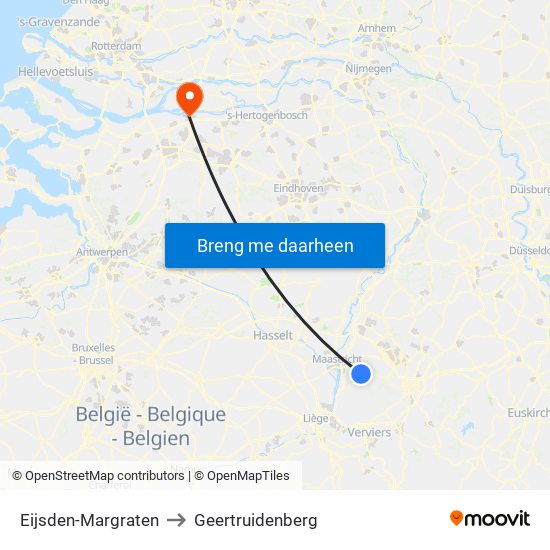 Eijsden-Margraten to Geertruidenberg map