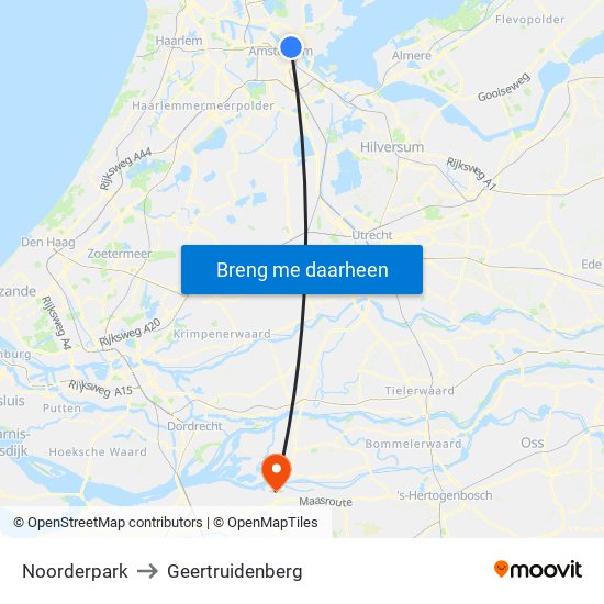 Noorderpark to Geertruidenberg map