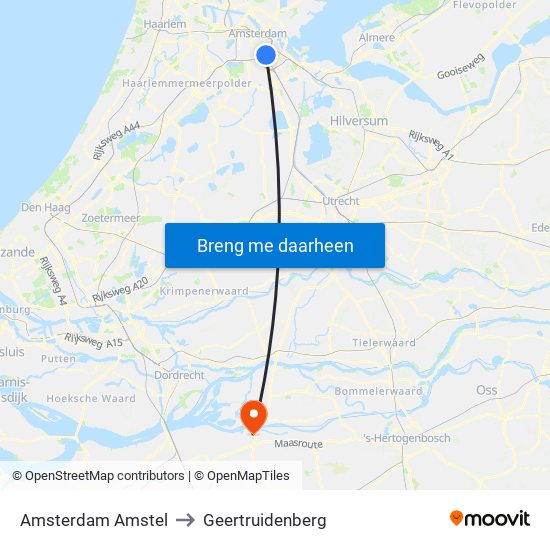 Amsterdam Amstel to Geertruidenberg map