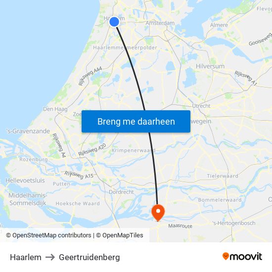 Haarlem to Geertruidenberg map