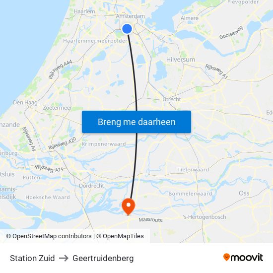 Station Zuid to Geertruidenberg map